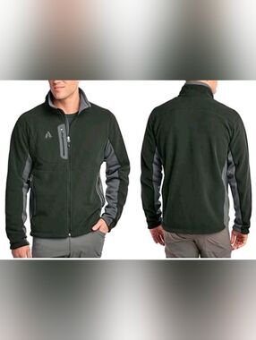 EDDIE BAUER First Ascent Black Gray Full Zip Outdoor Hiking Fleece Jacket Size L